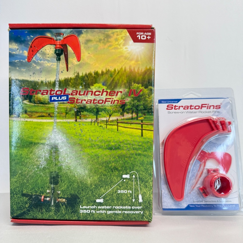 StratoLauncher IV Plus StratoFins Water Rocket Launcher Kit Open Box STEM Toy